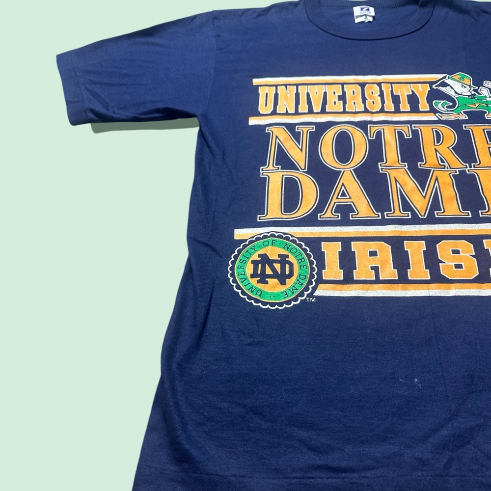Vintage Men’s Logo 7 Inc Navy Blue University Of Notre Dame Irish Tee Shirt Med - Picture 3 of 9